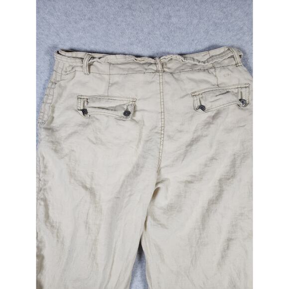 Tommy Hilfiger Sz 10 Y2k Tan 100% Linen Crop Tie Waist‎ Low Rise Zip Leg Pants - Picture 7 of 16